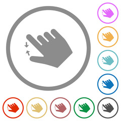 Sticker - Right handed pinch close gesture flat icons with outlines