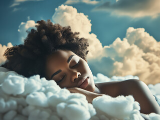 Wall Mural - A beautiful young woman sleeping very comfortably. 