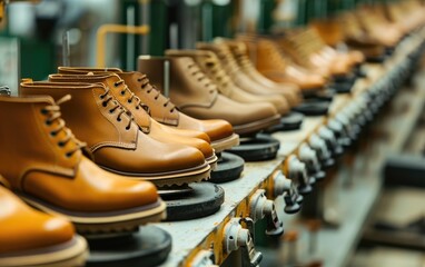 Wall Mural - Shoe making line in factory