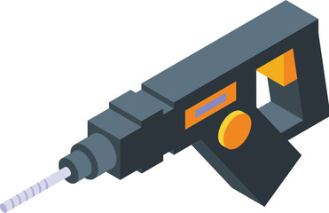 Poster - Electric drill icon isometric vector. Bit power machine. Instrument fix