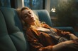 © 3DLeonardo - Young woman sleeping on a sofa Ai Generative