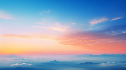 Wall Mural - abstract gradient sunrise in the sky with cloud and blue mix orange natural background.
