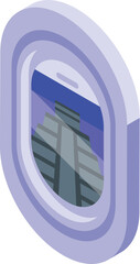 Poster - Airplane window view icon isometric vector. Fly design. View air inside
