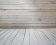 © Elba Cabrera - Fondo tablas de madera vieja pintadas de blanco, tablones de piso y pared