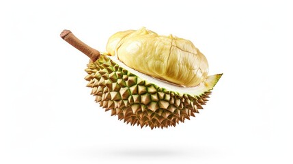 Wall Mural - Durian fruit cut in half isolated on white background.