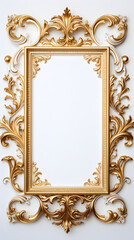 antique gold vintage  frame  on a white background	
