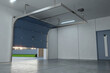 Garage interior. Automatic garage door. 3D illustration.