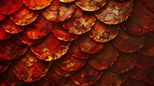 An Abstract Background With Intricate Patterns Inspired By Dragon Scales, Red And Gold Colors