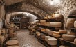 Cheese cellar where different types of cheese are ripened during certain period of time