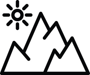 Sticker - Extreme tourism mountains icon outline vector. Adventure trail. Hill training