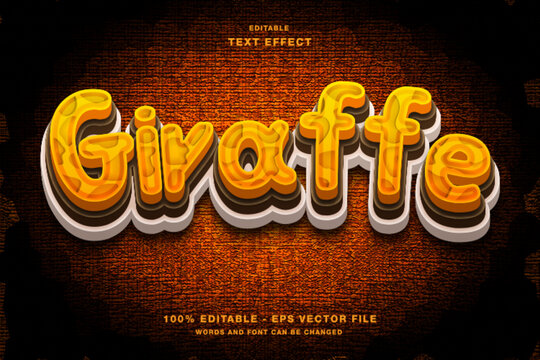 Giraffe 3d cartoon editable text effect