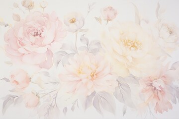 Poster - Pastel delicate arrangement of pink flowers 