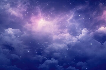 Night sky with stars. Universe filled with clouds, nebula and galaxy. Landscape with gradient blue and purple colorful cosmos with stardust and milky way. Magic color galaxy, space background