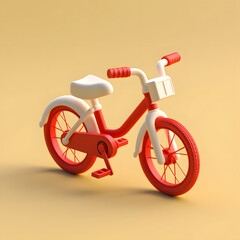 3d render illustration of a red children bike	
