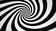Abstract Black and White Swirl: Illusion of Motion in Optic Twirl Effect, Striped Spiral Shape in Tunnel Design