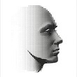 vector logo of a human head made with little dots, graphic design, flat, minimal, black and white. generative AI