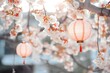 Lanterns Adorning Cherry Blossom Branches