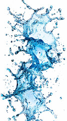  Vivid Blue Water Splash Isolated on White, Perfect for Creative and Dynamic Designs