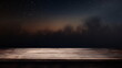 Empty wooden table top in moonlight with night swamp background. Copy space	