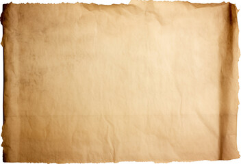 Wall Mural - Old paper texture isolated on transparent background. PNG