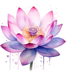 Wall Mural - Lotus flower isolated on transparent background. PNG
