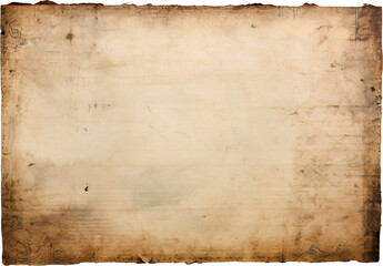 Wall Mural - Old paper texture isolated on transparent background. PNG