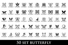 Set Of Creative Abstract Butterfly Logo Design. Vector Illustration