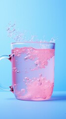 Poster - A refreshing pink drink in a glass cup, perfect for quenching your thirst. Generative AI.