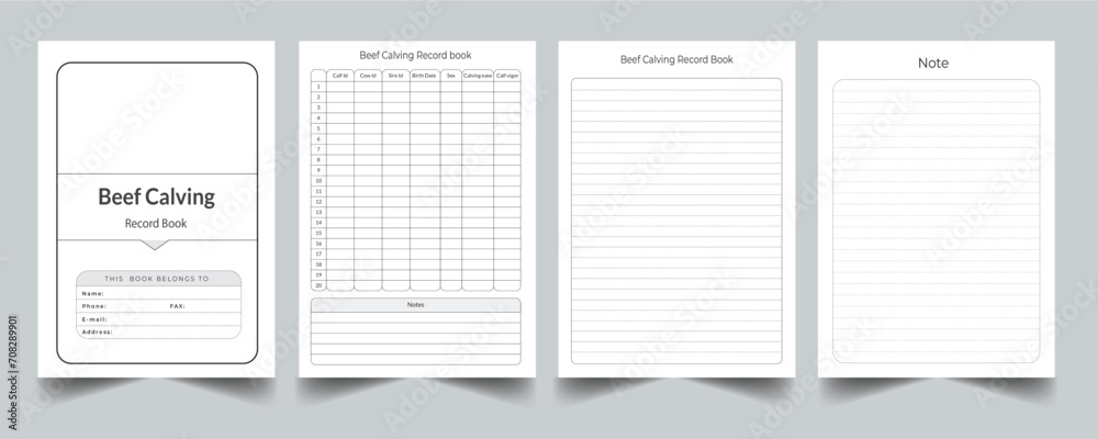 Editable Beef Calving Record Book Planner Kdp Interior printable