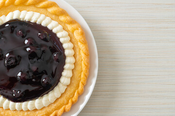 Poster - Blueberry Cheese Pie on white plate