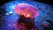 Neuromorphic computing brain inspired circuits energy efficient ai solid color background