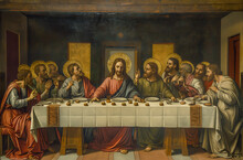Illustration Of Jesus Christ And Apostles At The Last Supper