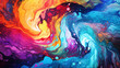 Chaotic energetic colorful swirls tie-dye oil paint pattern abstract background wallpaper