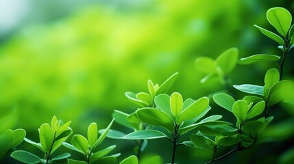 Wall Mural - Closeup beautiful nature view of green leaf on blurred greenery background in garden with copy space using as background natural green plants landscape, ecology, fresh wallpaper concept. Generative Ai