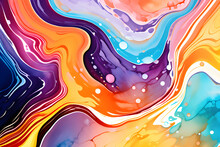 Closeup Of Abstract Watercolor Paint Background Texture With Liquid Fluid Marbled Paper Texture Banner Texture. Generative AI (생성형 AI)