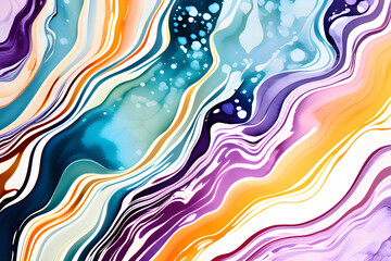 Closeup of abstract watercolor paint background texture with liquid fluid marbled paper texture banner texture. Generative AI (생성형 AI)