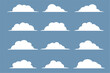 collection of flat clouds icon in blue and white