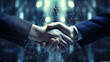 Business partners shake hands and sign a contract, Generative AI.