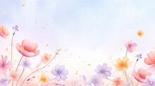Flowers Banner Mockup Colorful Watercolor Mother's Day Banner Background With Space For Text