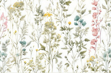 Pastel Color Pattern With Wild Herbs And Grasses