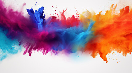 Wall Mural - abstract multi color powder explosion on white background