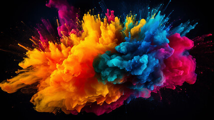 Wall Mural - colored powder explosion on black background