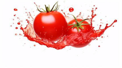 Wall Mural - realistic red tomato juice splash paints isolated