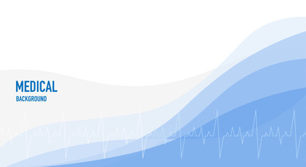 Wall Mural - Medical abstract background. Blue wave line. Copy space. medical background