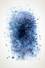 Poster - A minimalist fingerprint design overlaid on a watercolor background.