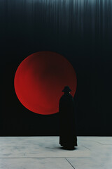 Poster - Minimalist human figure with a representation of a black hole inside.
