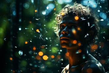 Poster - A person with an inner universe, reflecting the concept of macrocosm within microcosm.