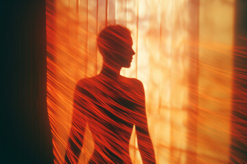 Poster - Stylized human silhouette with an abstract representation of space-time inside.