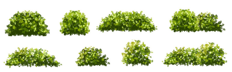 Wall Mural - vertor set of green tree,plants side view for landscape elevations,element for backdrop,eco environm