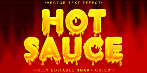 Wall Mural - Cartoon Dripping Hot Sauce Vector Fully Editable Smart Object Text Effect